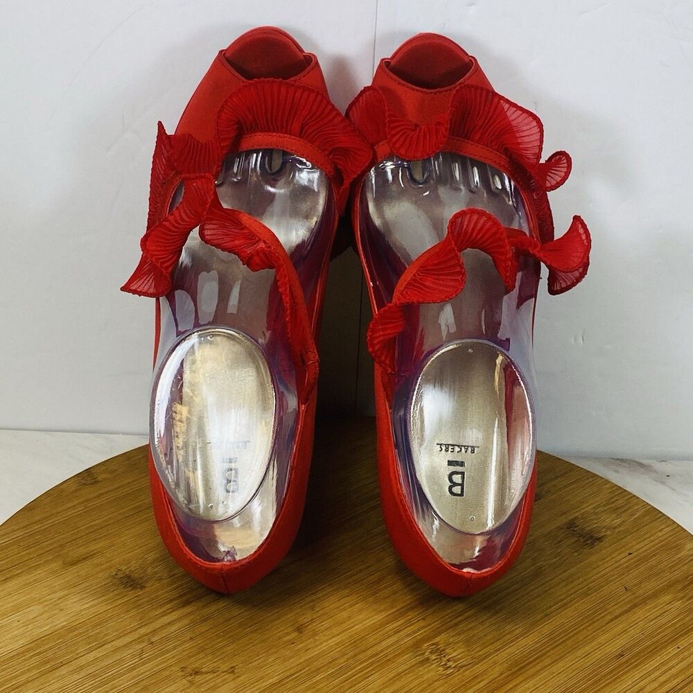 Bakers Red Stilettos Peep Toe Size 8.5M - Picture 5 of 6
